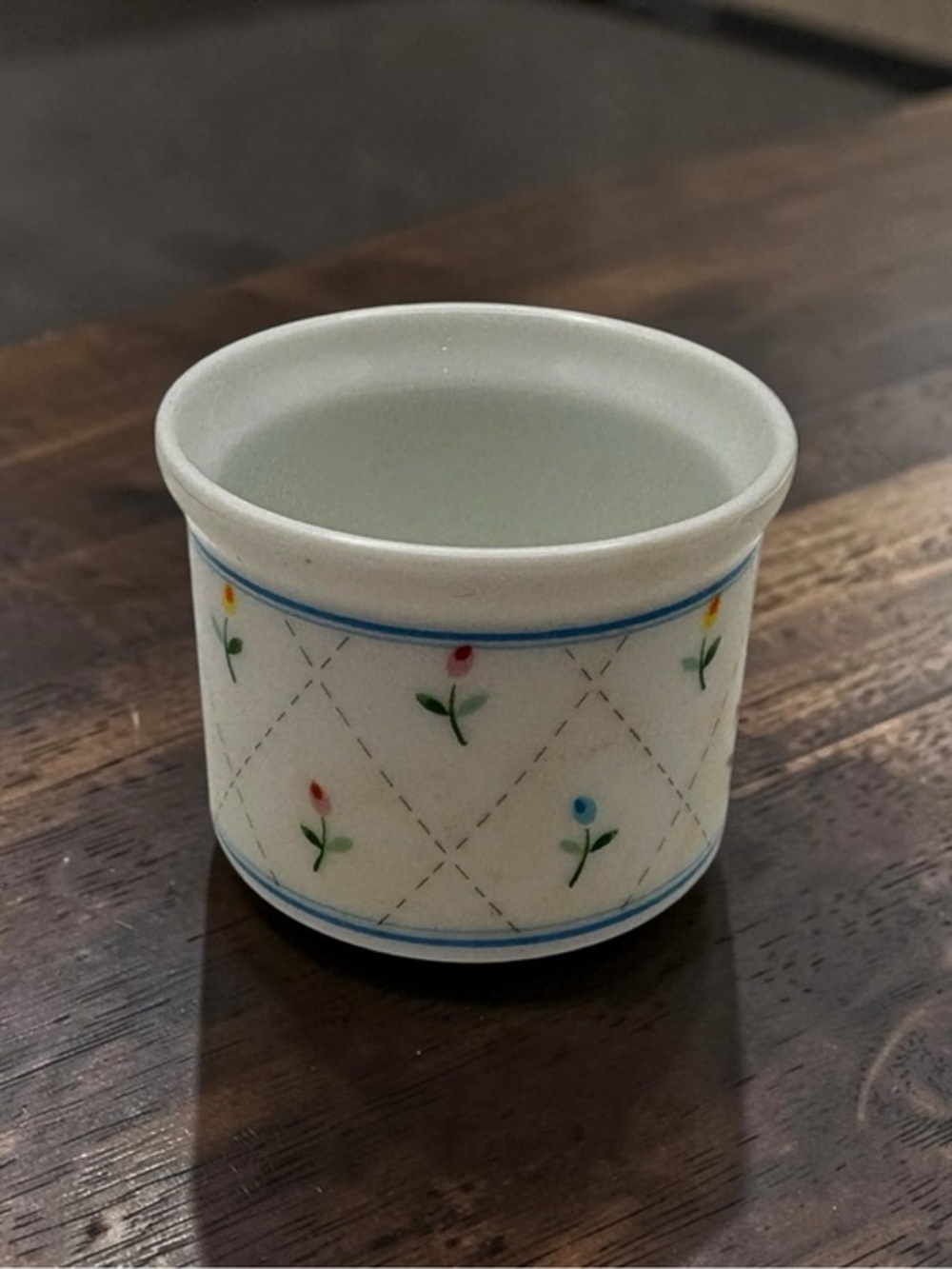 Vintage Japanese-Made Ceramic Ramekin, Candle Holder or Planter Floral Lattice